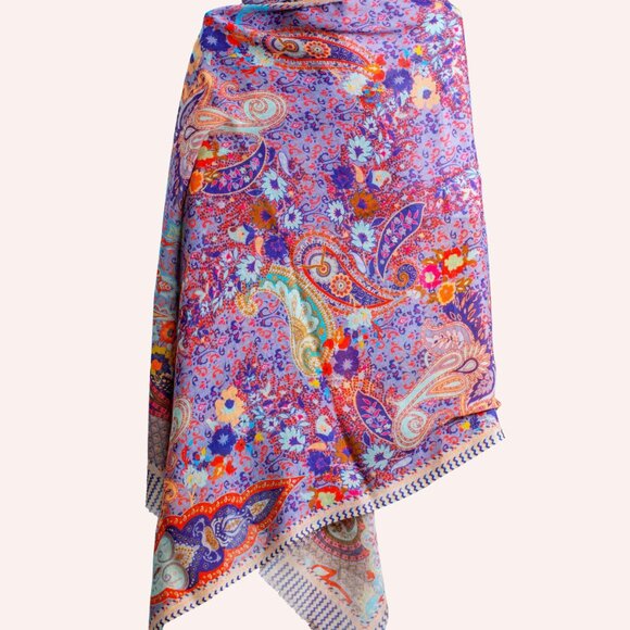 Purple Silk Wool Scarf - Picture 1 of 3